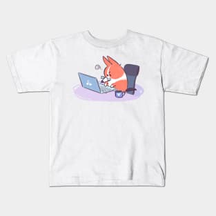 Work Mode Corgi Kids T-Shirt